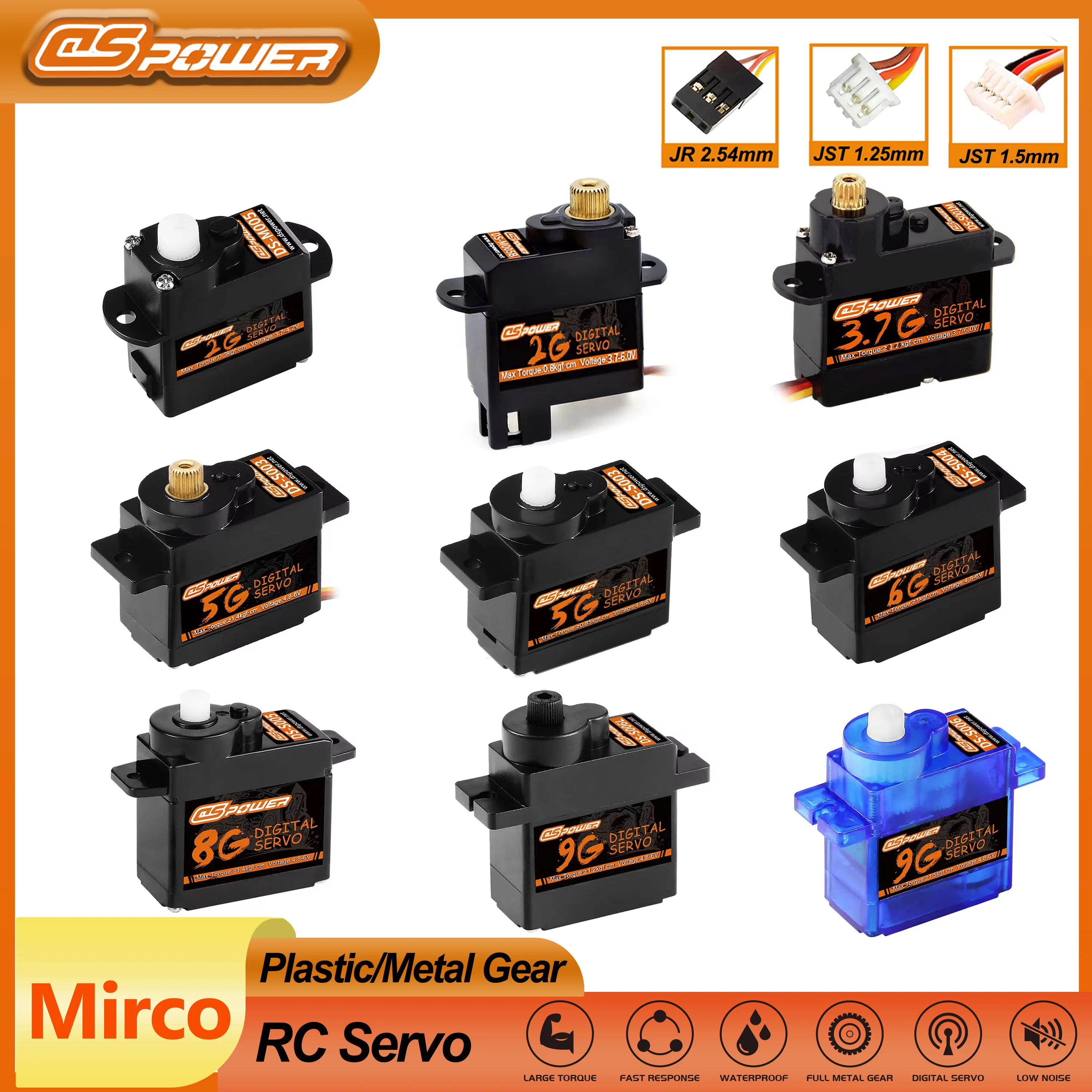 DSPOWER 2g 3.7g 4.3g 5g 6g 8g  - đánh giá và giá Rc Plane Servo 9G Metal Gear Micro